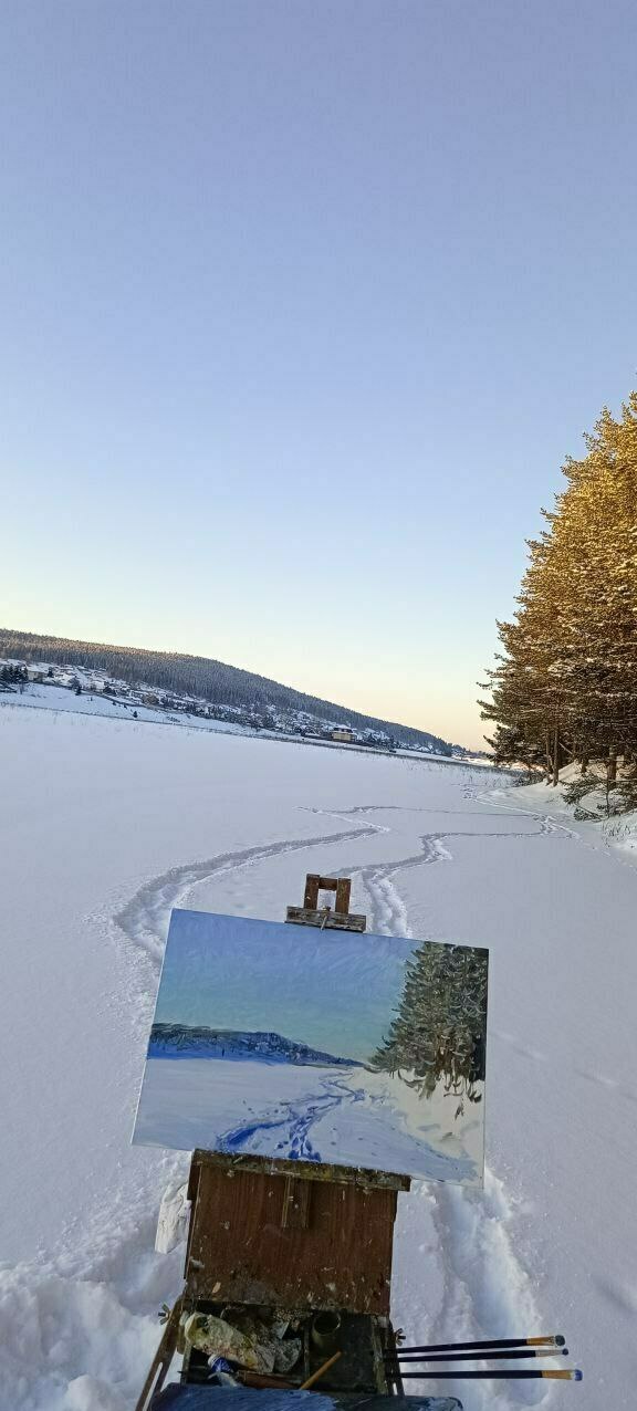 Пленэр река Серга Картина маслом с натуры