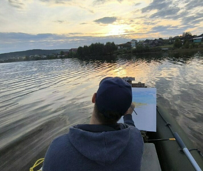 Пленэр река Серга Картина маслом с натуры