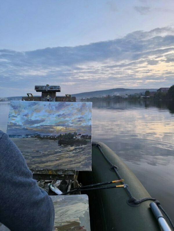 Пленэр река Серга Картина маслом с натуры