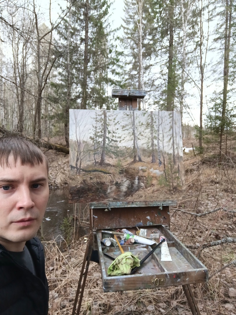 Пейзаж с натуры в апреле. Перескачка