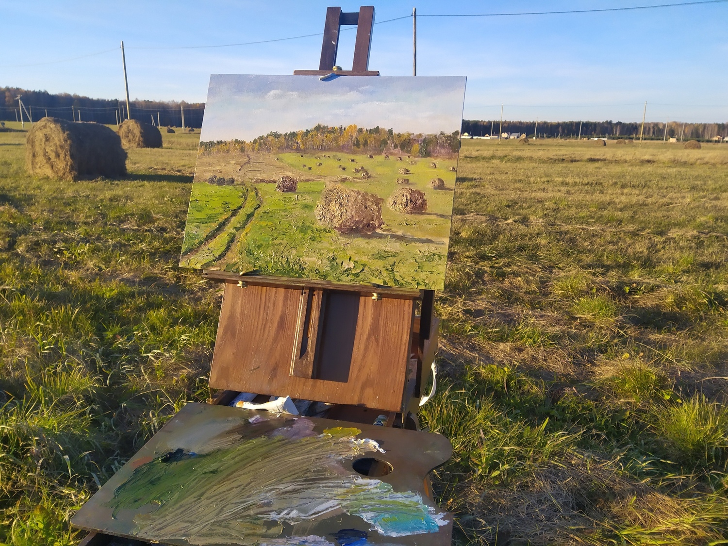 Летний пейзаж поле с тюками сена
