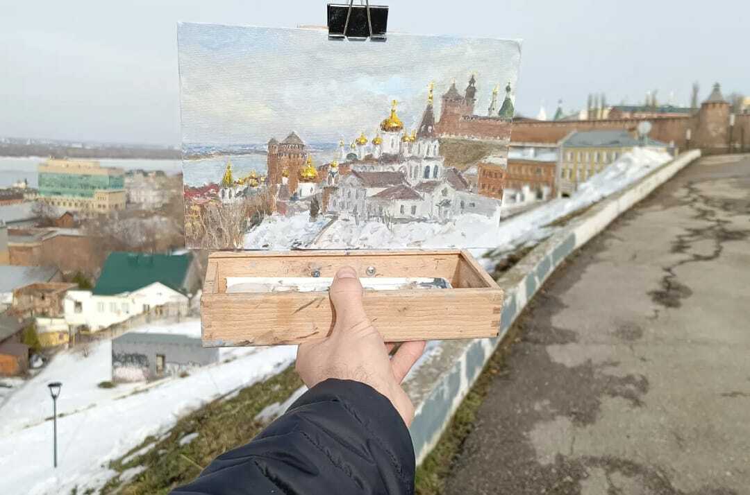 Городской пейзаж с натуры храм Рождества Иоанна Предтечи