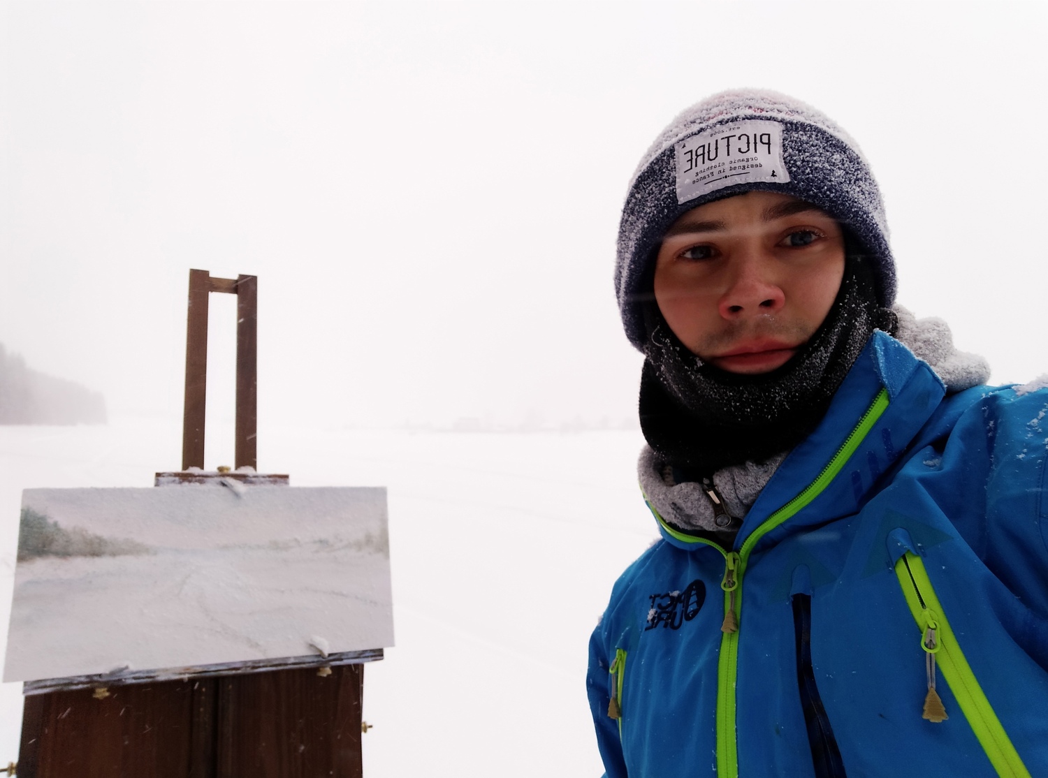 Зимний пленэр на реке Серга в снегопад