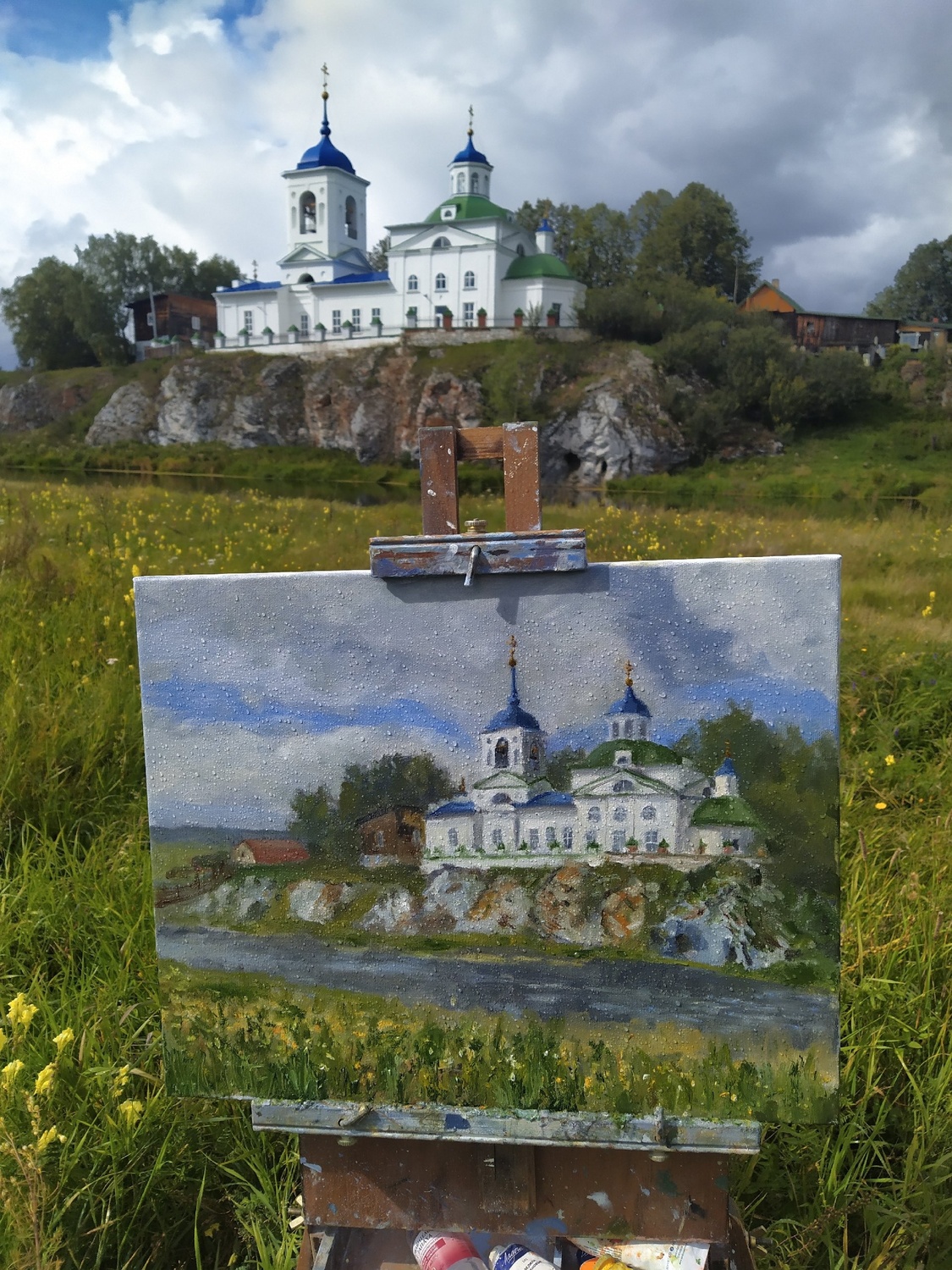 Пленэр Летний пейзаж Церковь Георгия Победоносца, село Слобода, река Чусовая