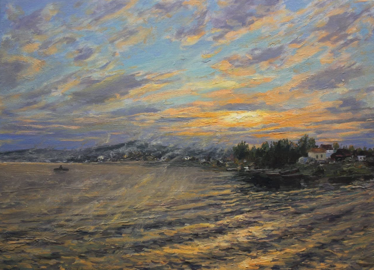 Пейзаж,Урал,картина маслом, река Серга,пейзаж осенний, уральский пейзаж маслом