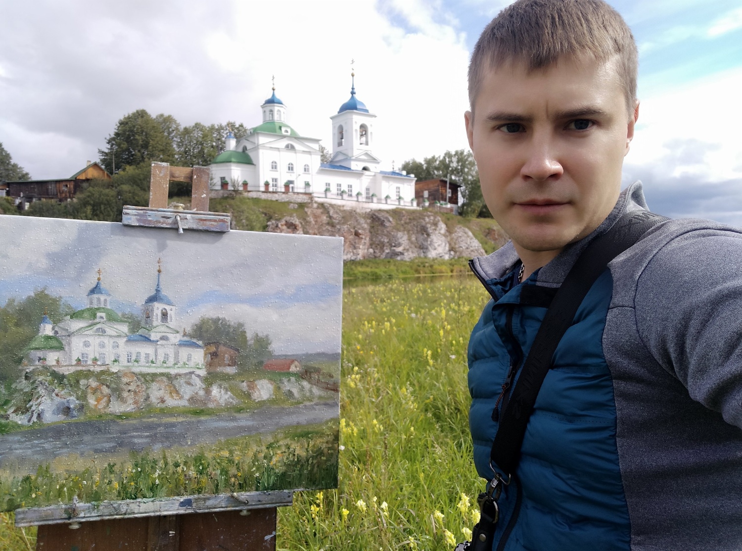 Фото с пленэра Летний пейзаж Церковь Георгия Победоносца, село Слобода, река Чусовая