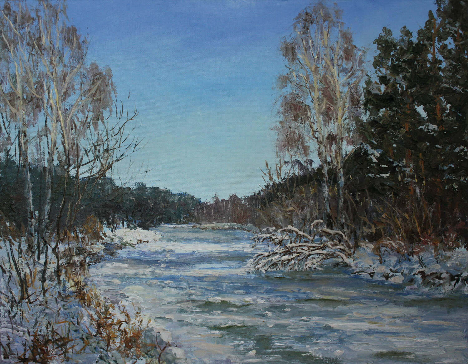 Осенний пейзаж в наличии.  Река Чусовая замерзла ,с. Раскуиха