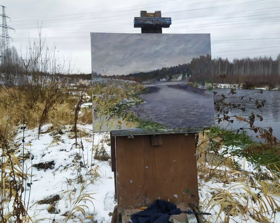 Пейзаж осенний река Чусовая, рядом с трассой между Первоуральск и Ревда 