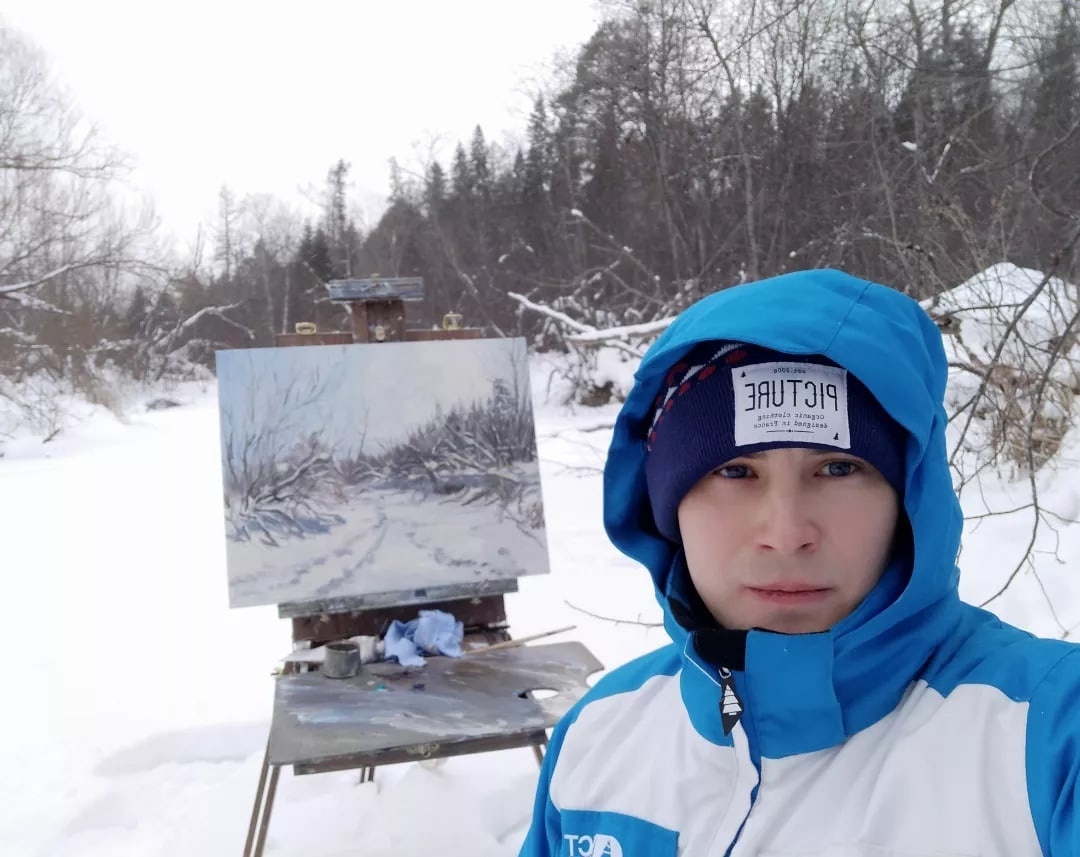 Пейзаж зимний в лесу, река Утка, Перескачка