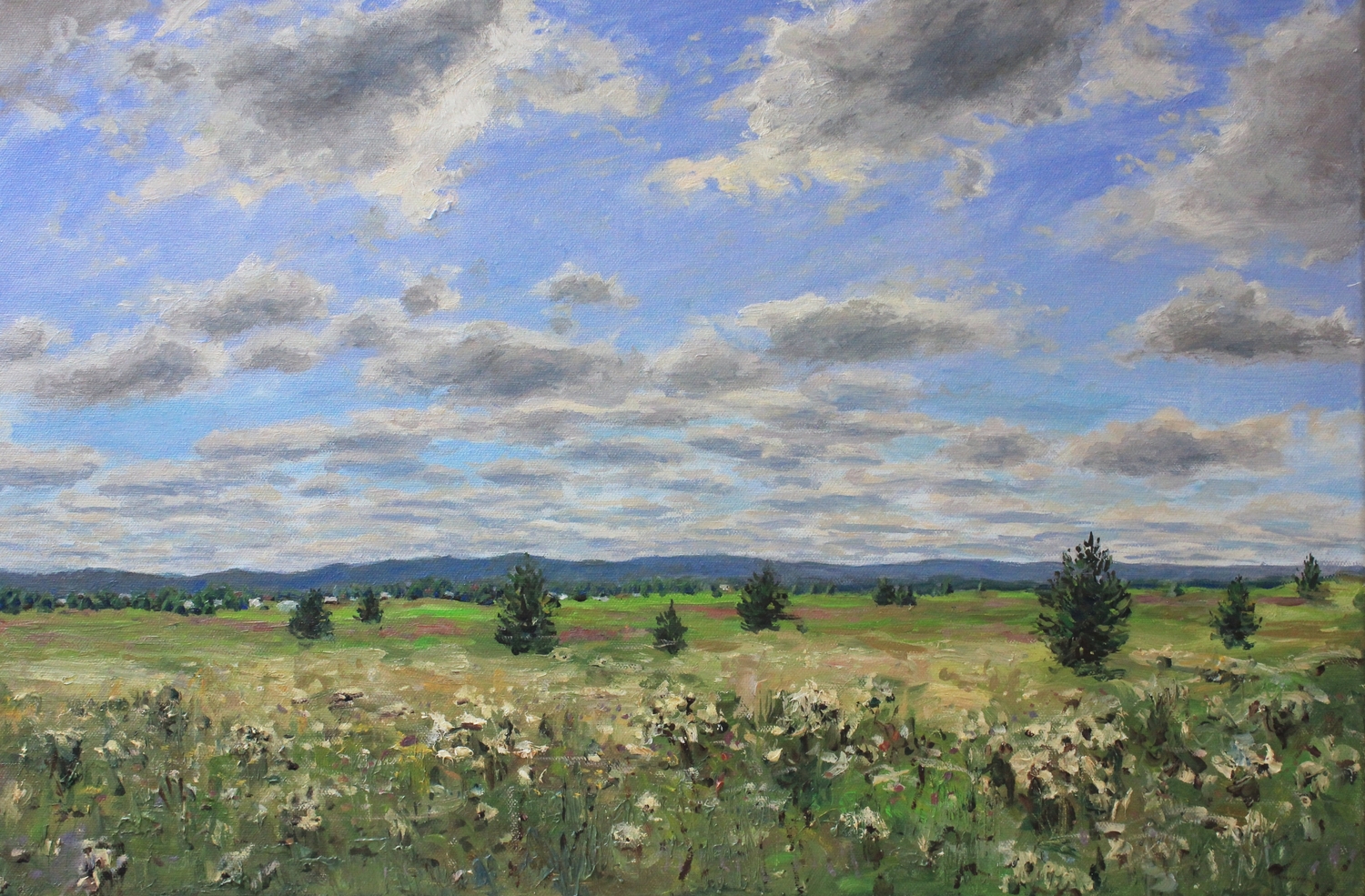 Пейзаж,Урал,картина маслом,поле,лето